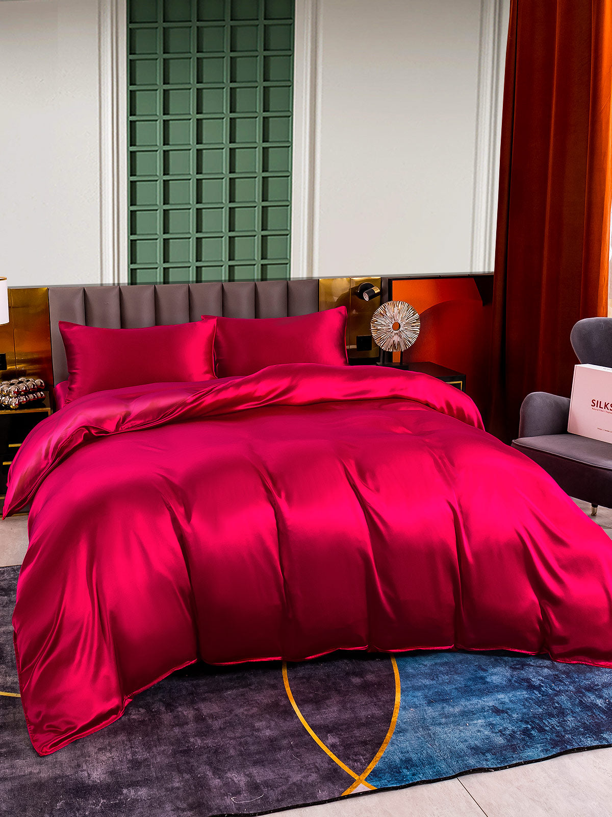[Wine] SilkSilky-CA 25Momme Pure Silk Bedding Set 006