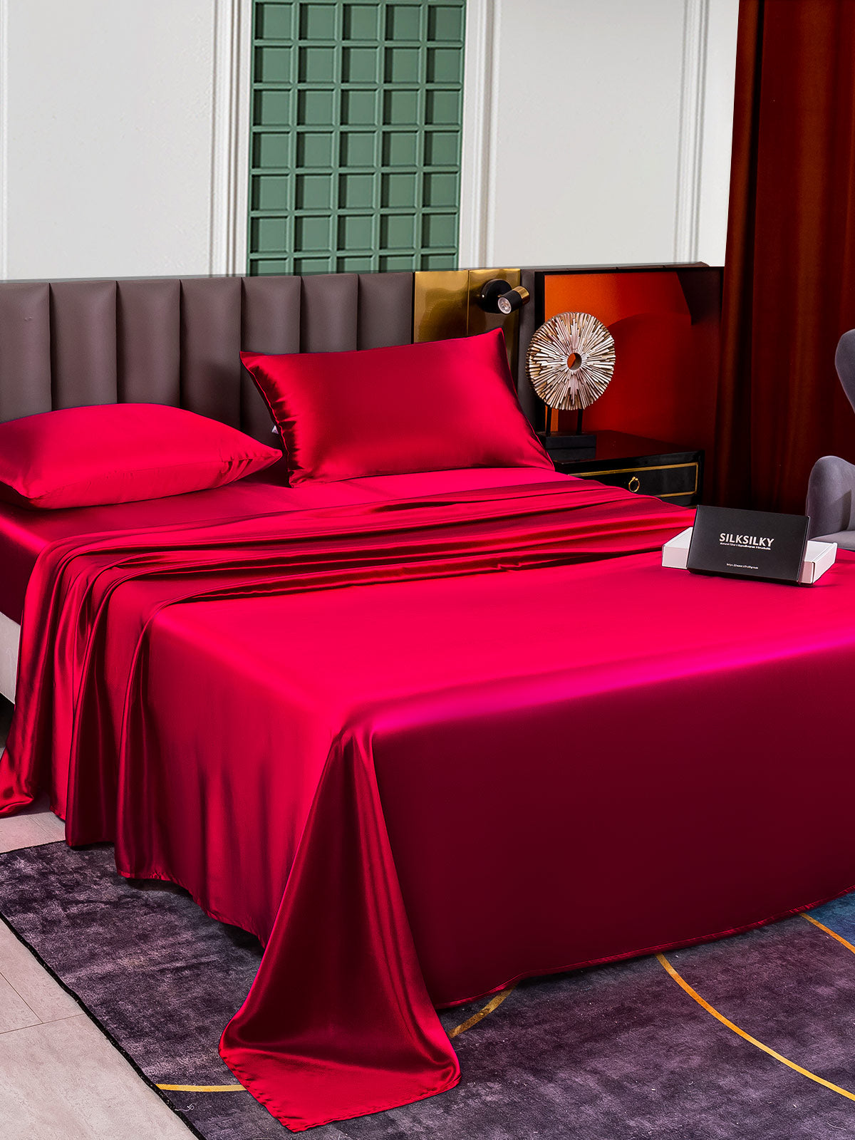 [Wine] SilkSilky-CA 25Momme Pure Silk Bedding Set 007