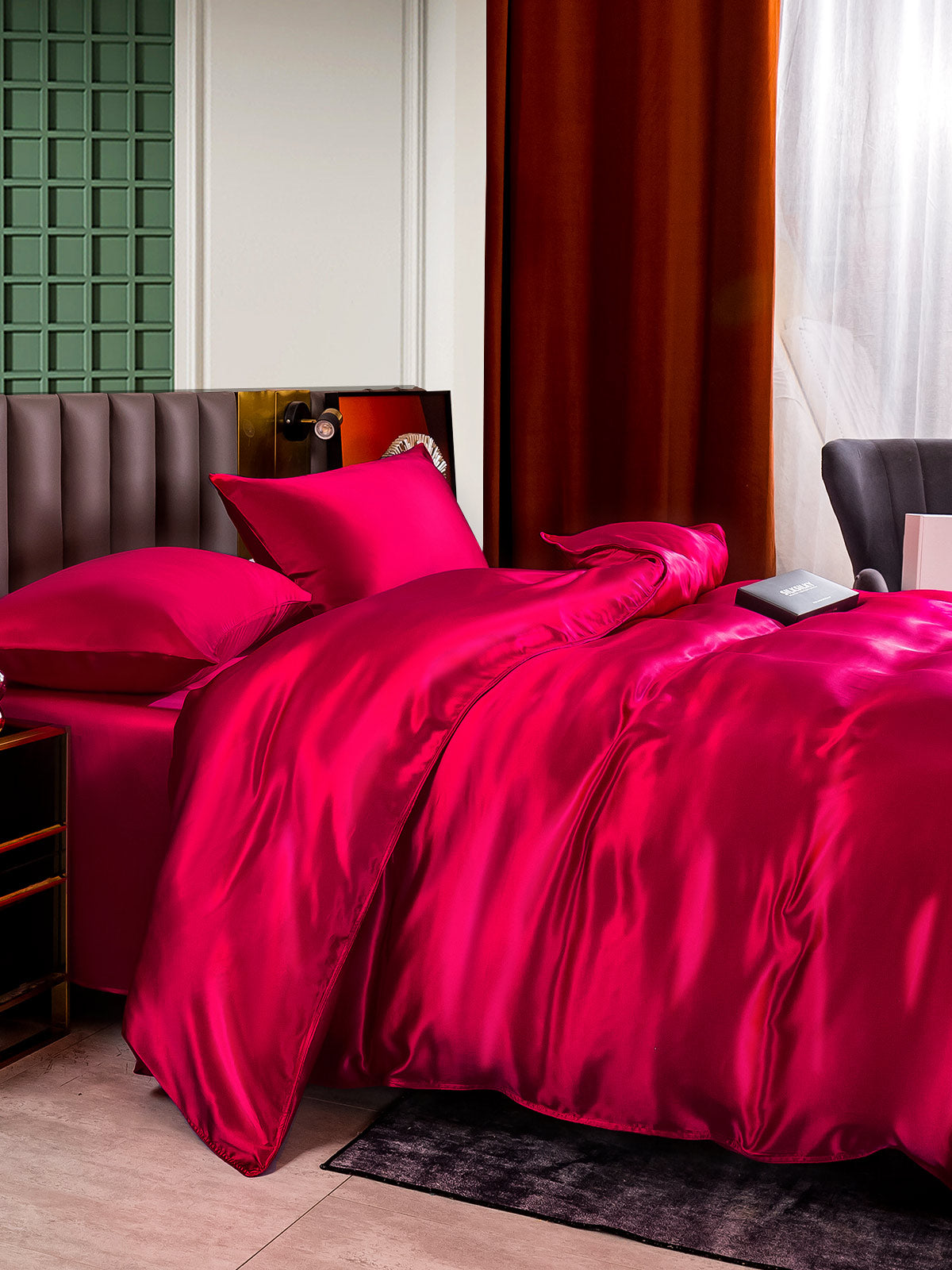 [Wine] SilkSilky-CA 25Momme Pure Silk Bedding Set 007