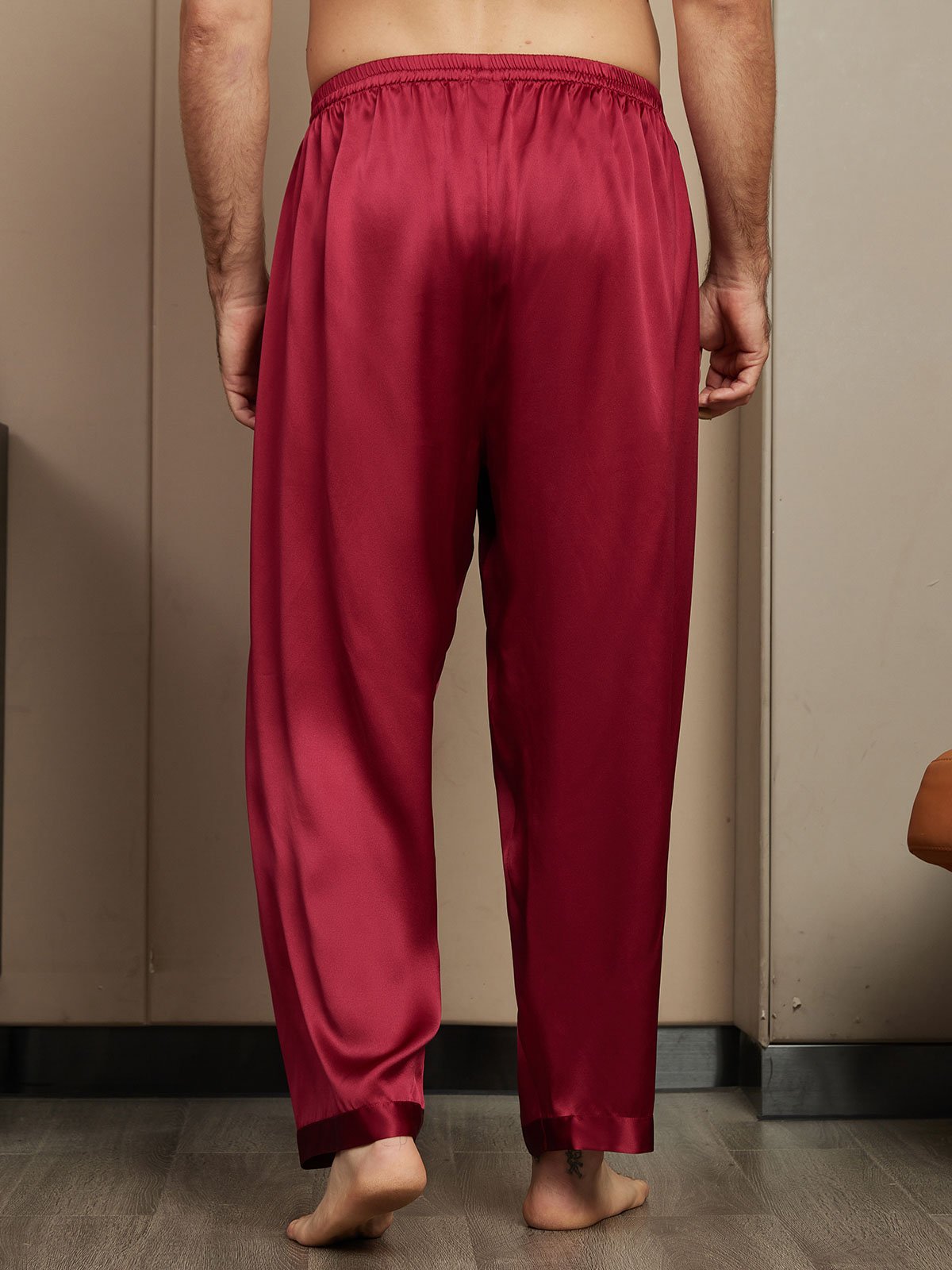 [Wine] SilkSilky-CA Pure Silk Mens Sleep Bottoms 002