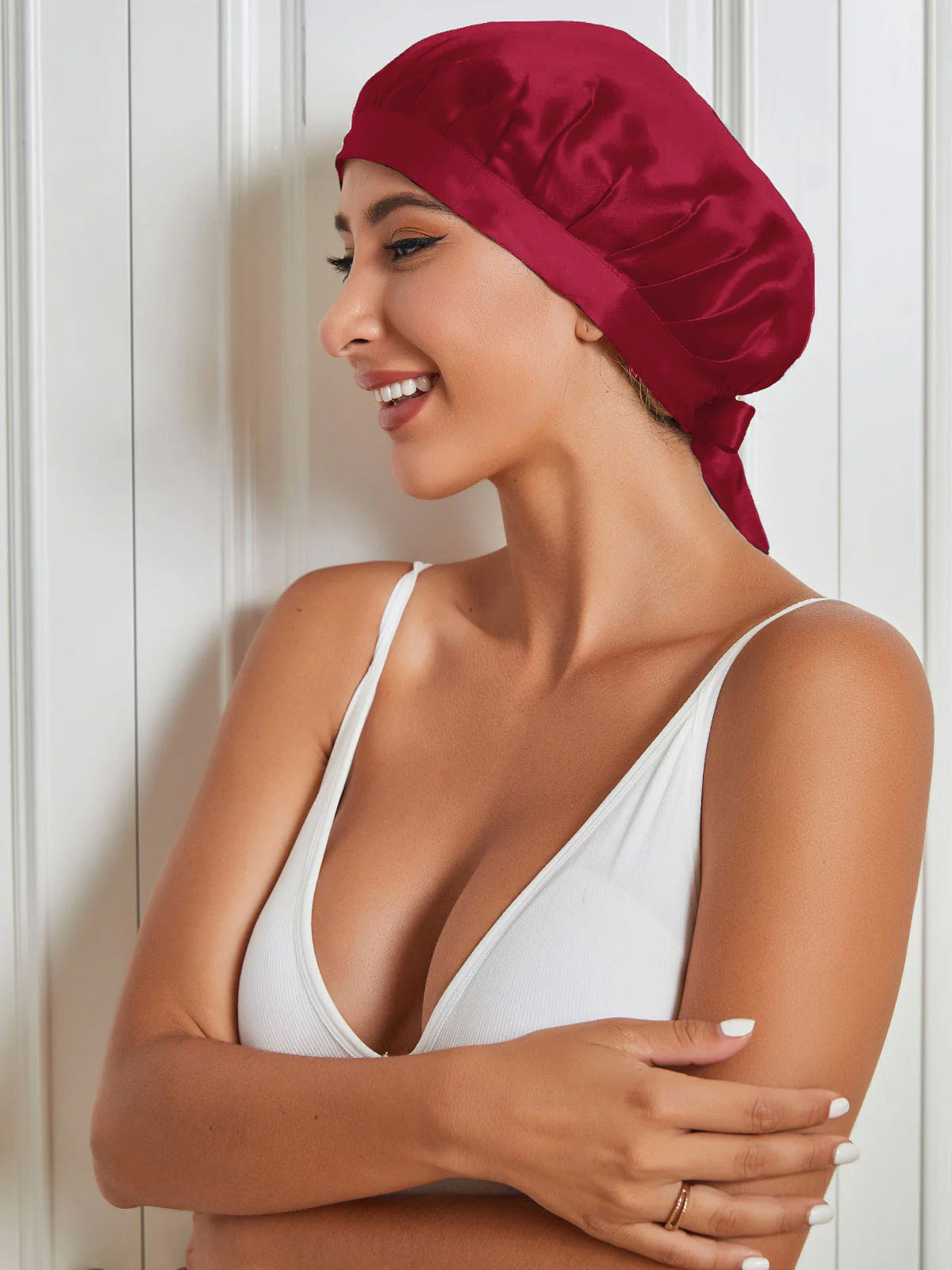[Wine] SilkSilky-CA Pure Silk Sleep Cap 001