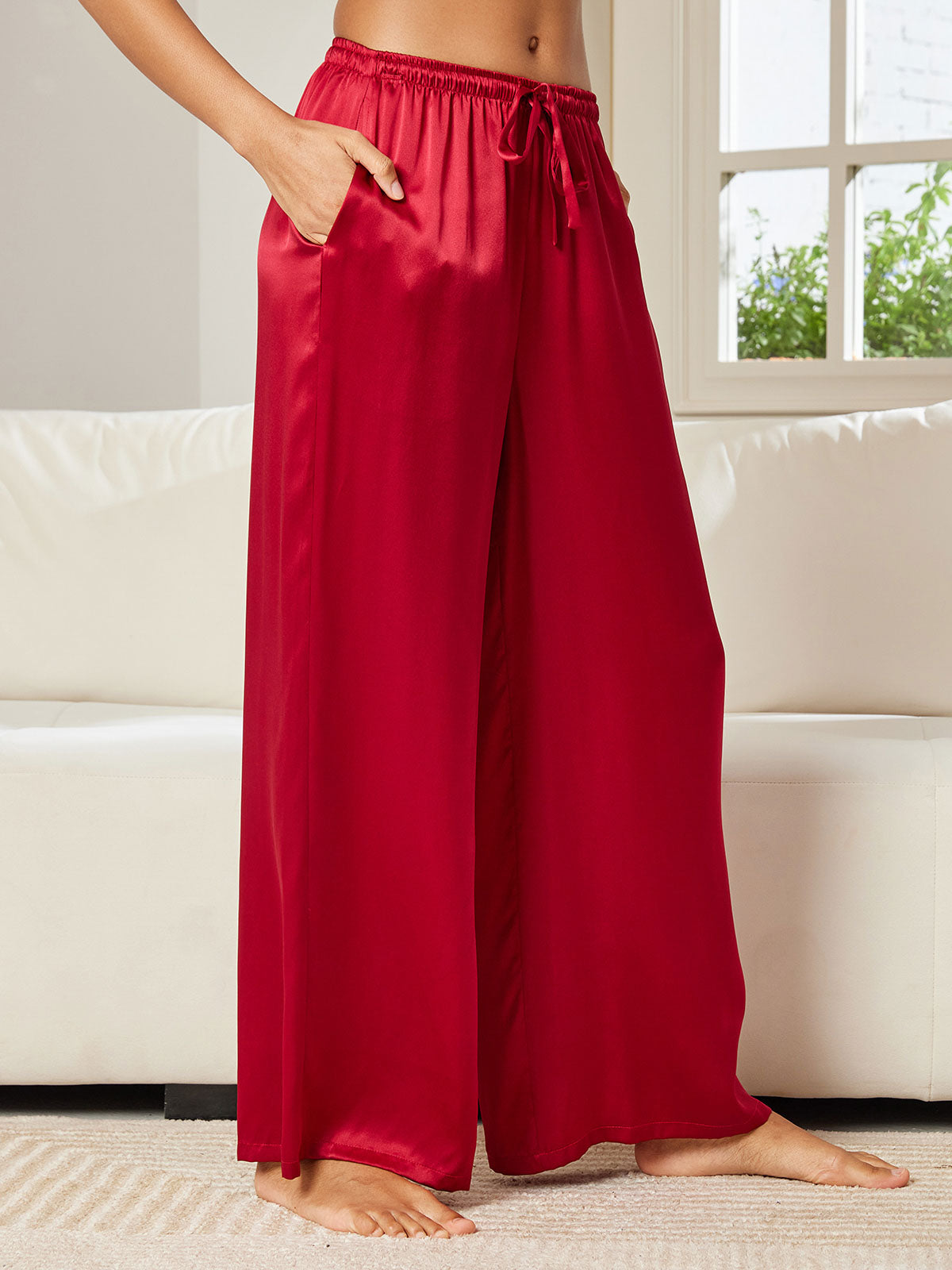 [Wine] SilkSilky-CA Pure Silk Womens Pants 003