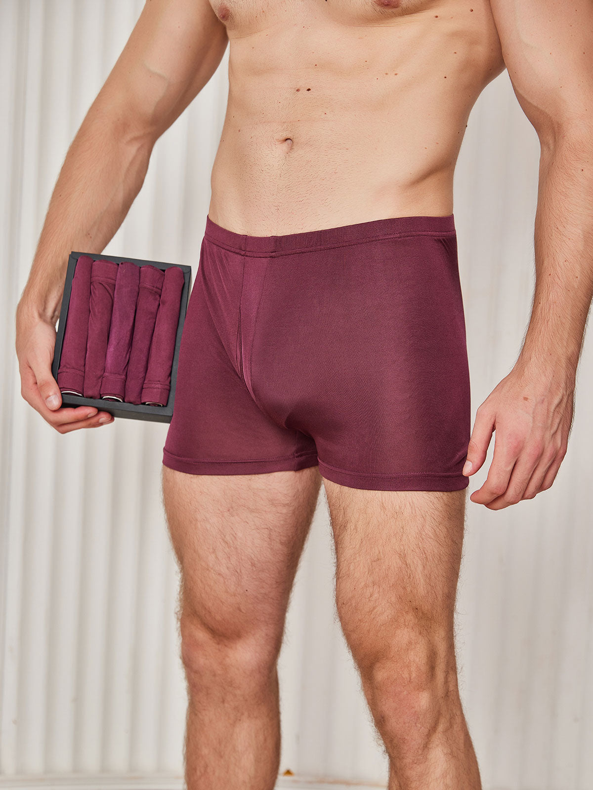 [Wine] SilkSilky-CA Silk Knitted Mens Underwear 001