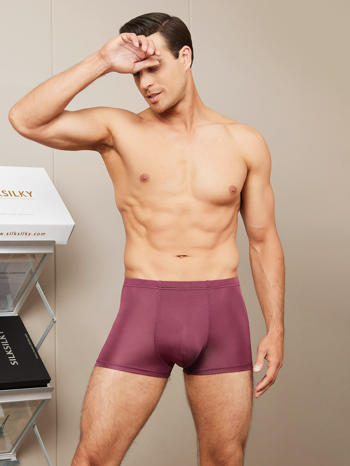 [Wine] SilkSilky-CA Silk Knitted Mens Underwear 003