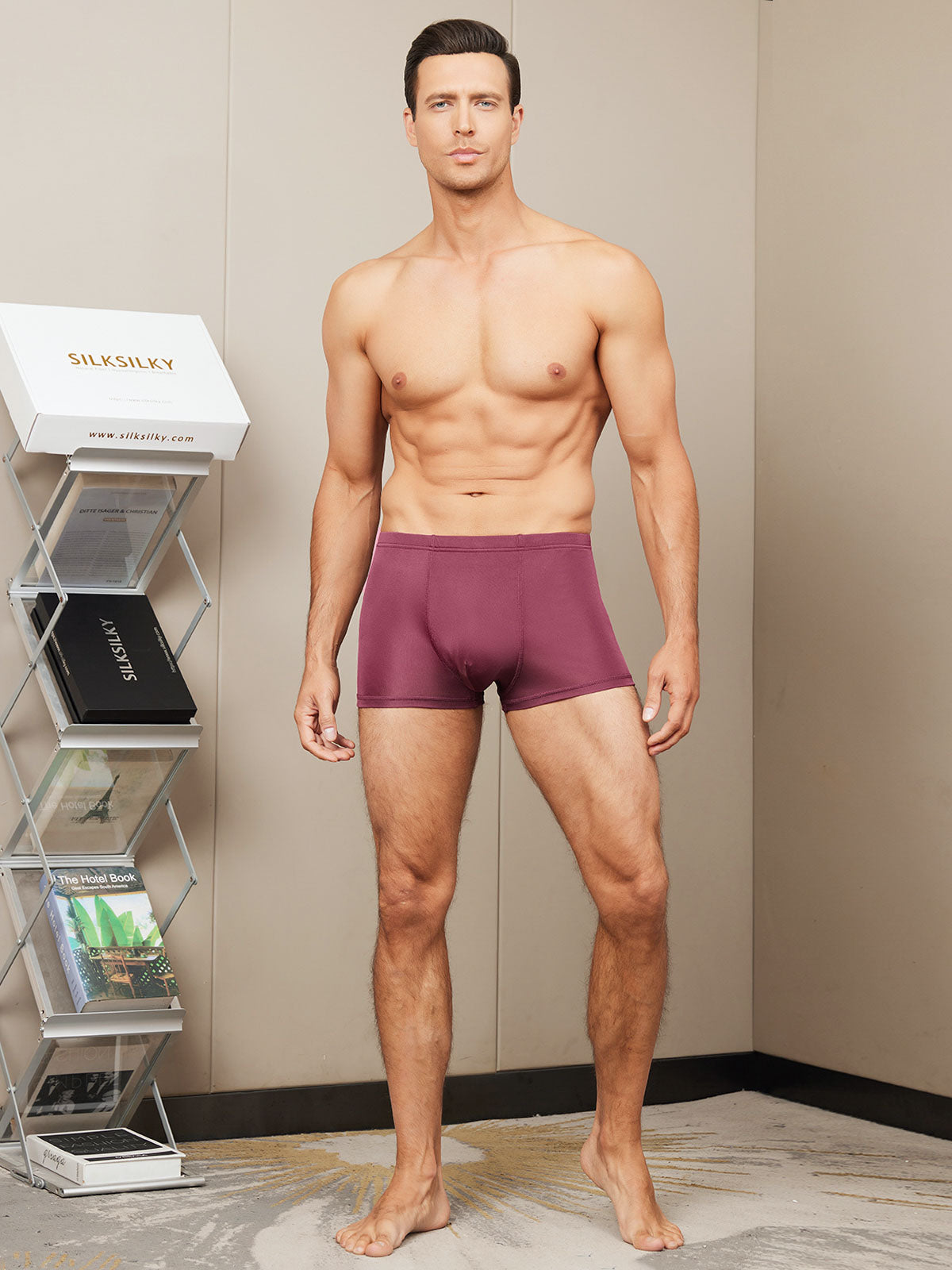 [Wine] SilkSilky-CA Silk Knitted Mens Underwear 005