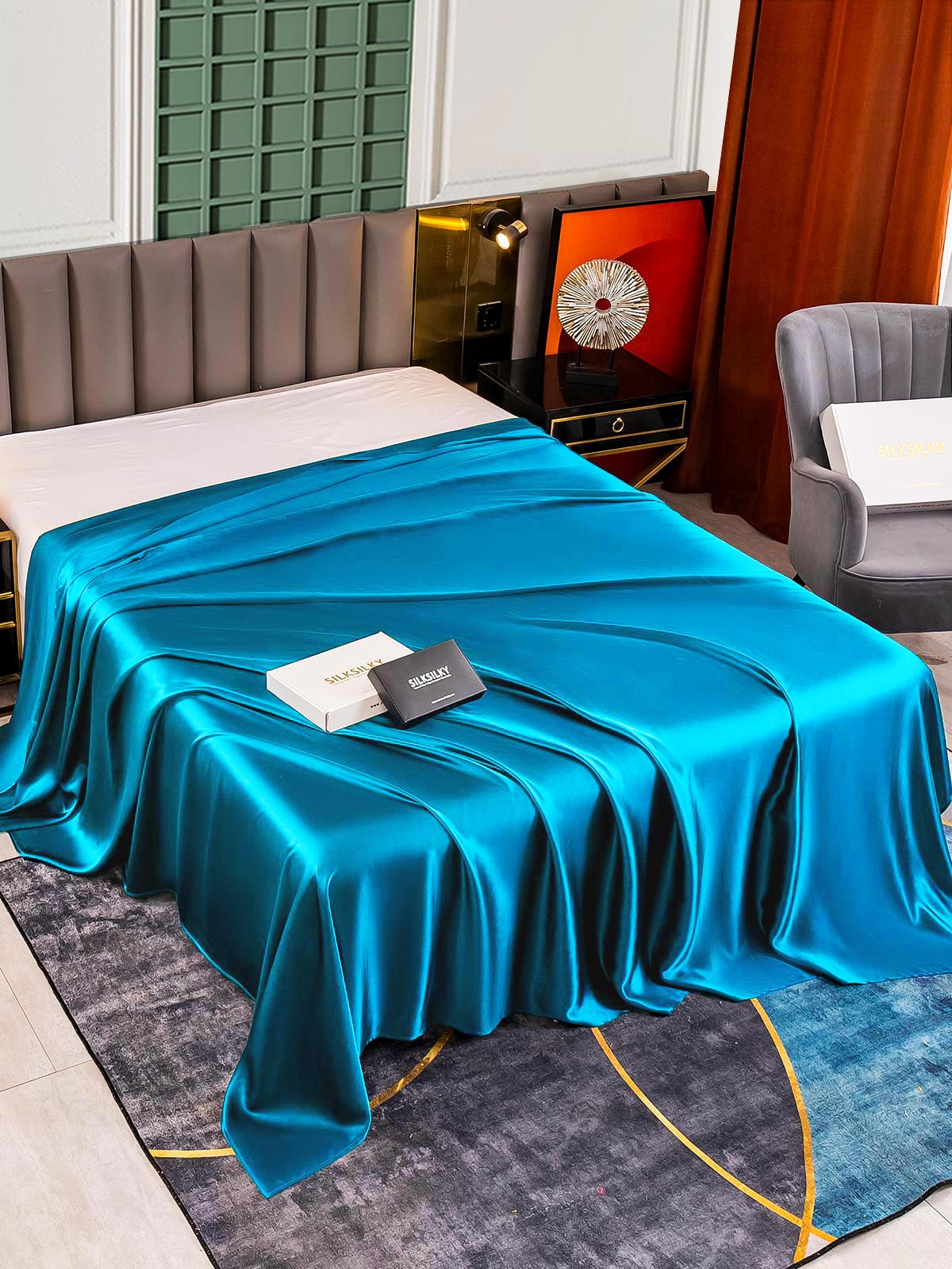 [Teal] SilkSilky-CA 25Momme Pure Silk Sheet 001