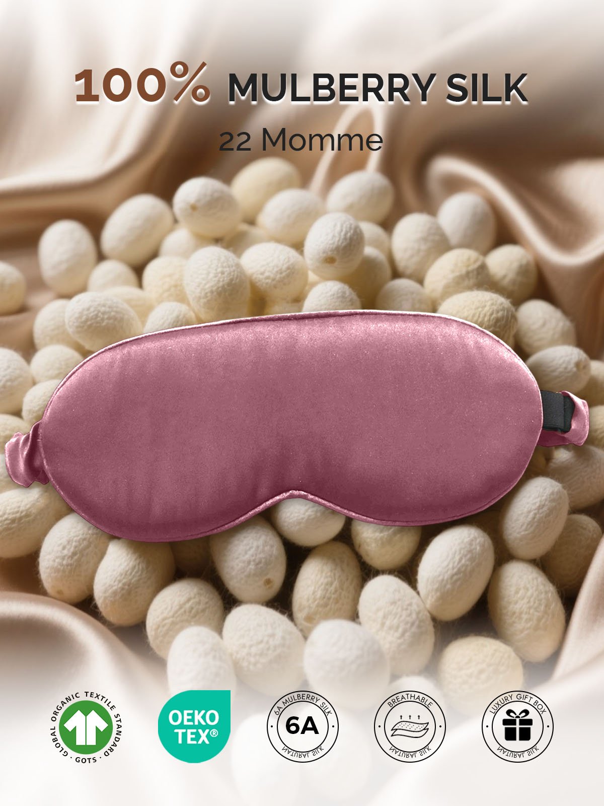 [Pale Mauve] SilkSilky-CA 22Momme Pure Silk Eye Mask 002