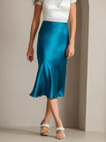 SilkSilky-CA 19Momme Pure Silk Skirt Teal 003