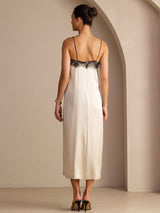[Brown Rice] SilkSilky-CA Spaghetti Strap Square Neck Dress 002