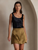 [Black] SilkSilky-CA 19Momme Stretch Silk Charmeuse Sleeveless Scoop Neck Camisole 004