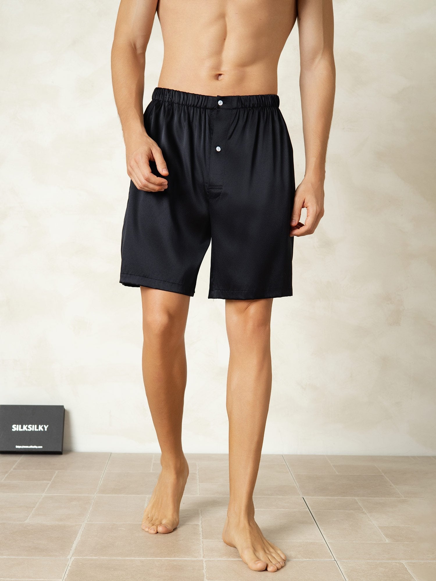 [Black] SilkSilky-CA Mens Sleep Bottoms 001