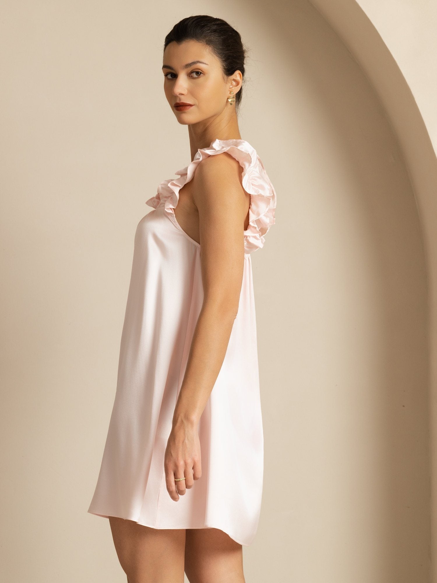 [Pink] SilkSilky-CA 19Momme Silk Sleeveless Square Neck Dress 004