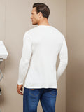 SilkSilky CA Silk Knitted Long Sleeve Round Neck Men's T Shirt White 002