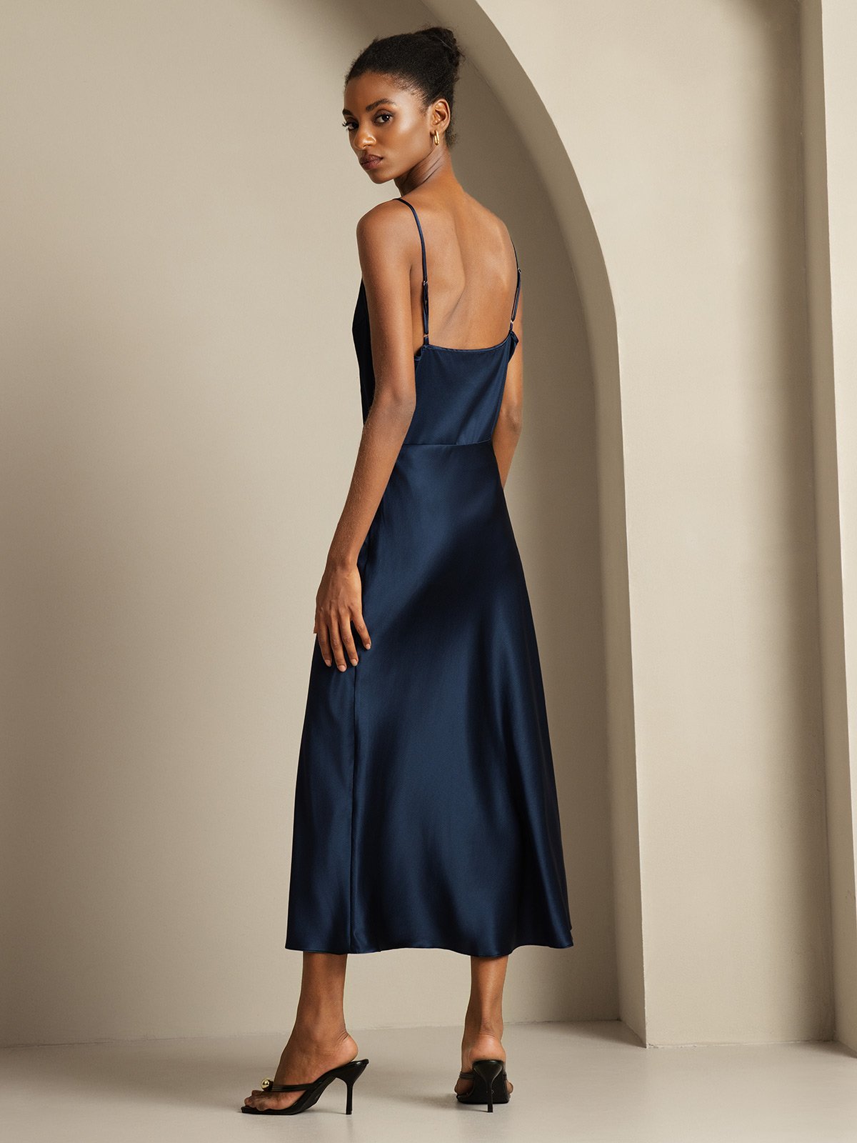 [Dark Blue] SilkSilky-CA 19Momme Pure Silk Womens Outfit Sets 002,