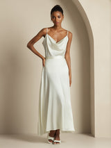 [White] SilkSilky-CA Spaghetti Strap Cowl Neck Women's Outfit Sets 003