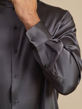 [Dark Gray] SilkSilky-CA Long Sleeve Stand Collar Men''s Shirt 007