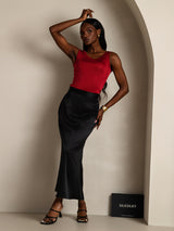 [Wine] SilkSilky-CA Sleeveless Round Neck Women's T-Shirt 006