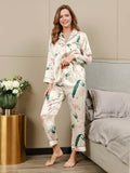 SilkSilky CA Pure Silk Long Sleeve Lapel Women's Pajamas Ivory 003