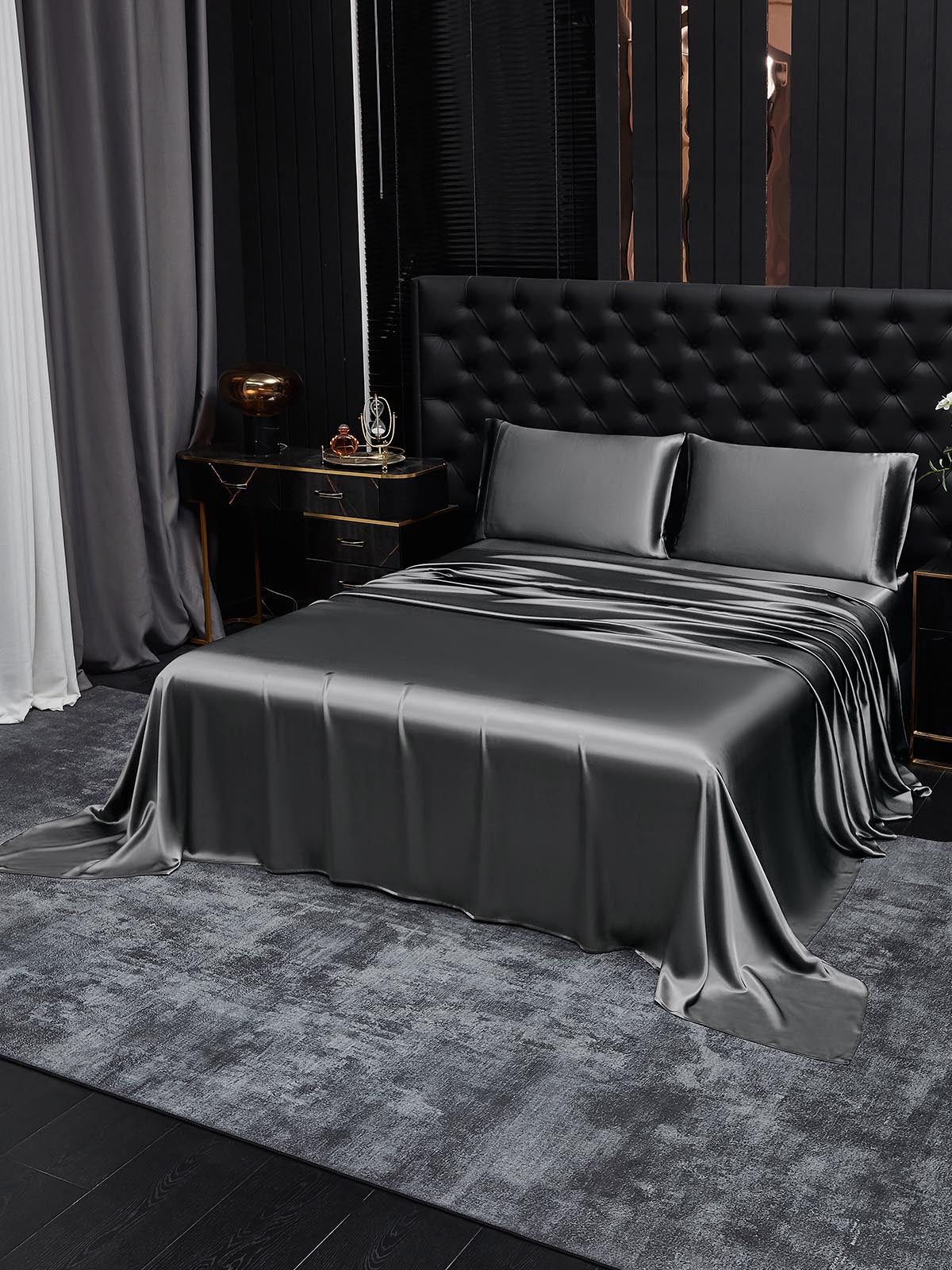 [Dark Gray] SilkSilky-CA 19Momme Pure Silk Bedding Set 001