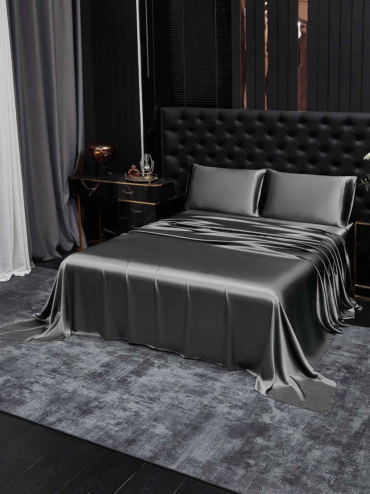 [Dark Gray] SilkSilky-CA 19Momme Pure Silk Bedding Set 001