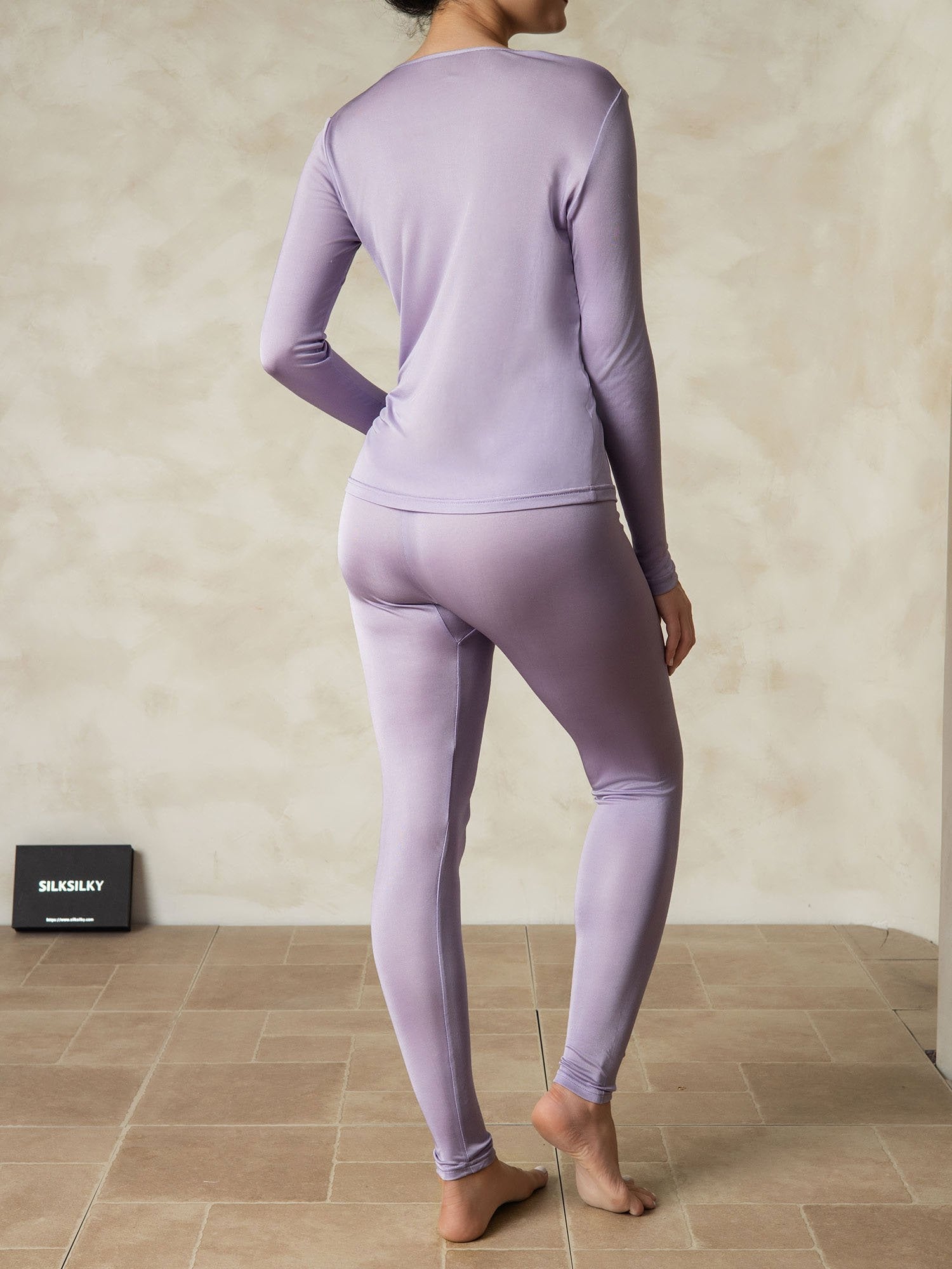 [Purple] SilkSilky-CA Silk Knitted Round Neck Long Johns 002
