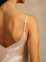 [Light Pink] SilkSilky-CA Spaghetti Strap V Neck Nightgown 005