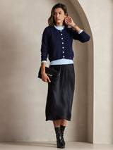 [Black] SilkSilky-CA Spaghetti Strap V Neck Dress 007