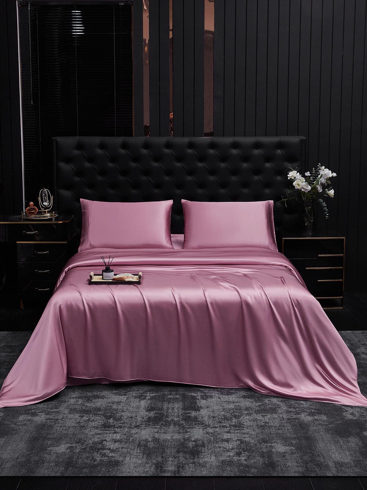 [Pale Mauve] SilkSilky-CA 22Momme Bedding Set 001