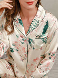 SilkSilky CA Pure Silk Long Sleeve Lapel Women's Pajamas Ivory 007