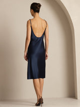 [Dark Blue] SilkSilky-CA Spaghetti Strap U Neck Dress 002