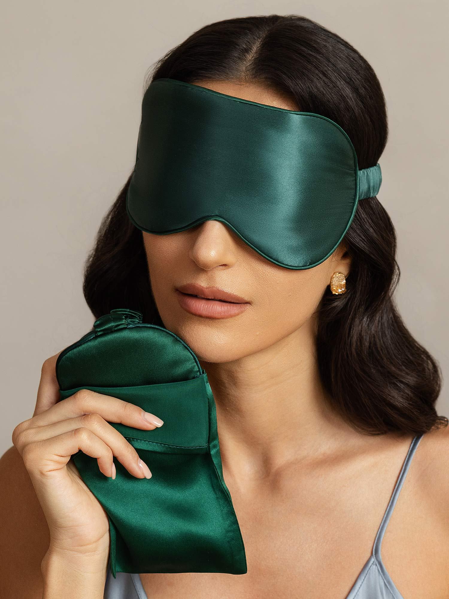 [DarkGreen] SilkSilky-CA Pure Silk Eye Mask 003
