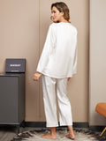 SilkSilky CA 22Momme Pure Silk Long Sleeve Womens Pajamas White 002