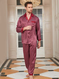 Pure Silk Printed Lapel Men‘s Pajama Set