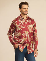 [Wine Dragon] SilkSilky-CA Long Sleeve Lapel Collar Men's Shirt 001