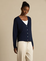 [Dark Blue] SilkSilky-CA Long Sleeve Women's Cardigan 001