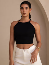 [Black] SilkSilky-CA Sleeveless Crew Neck Camisole 001