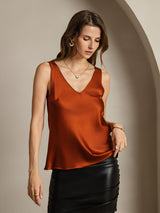 [Caramel] SilkSilky-CA Sleeveless V Neck Camisole 006