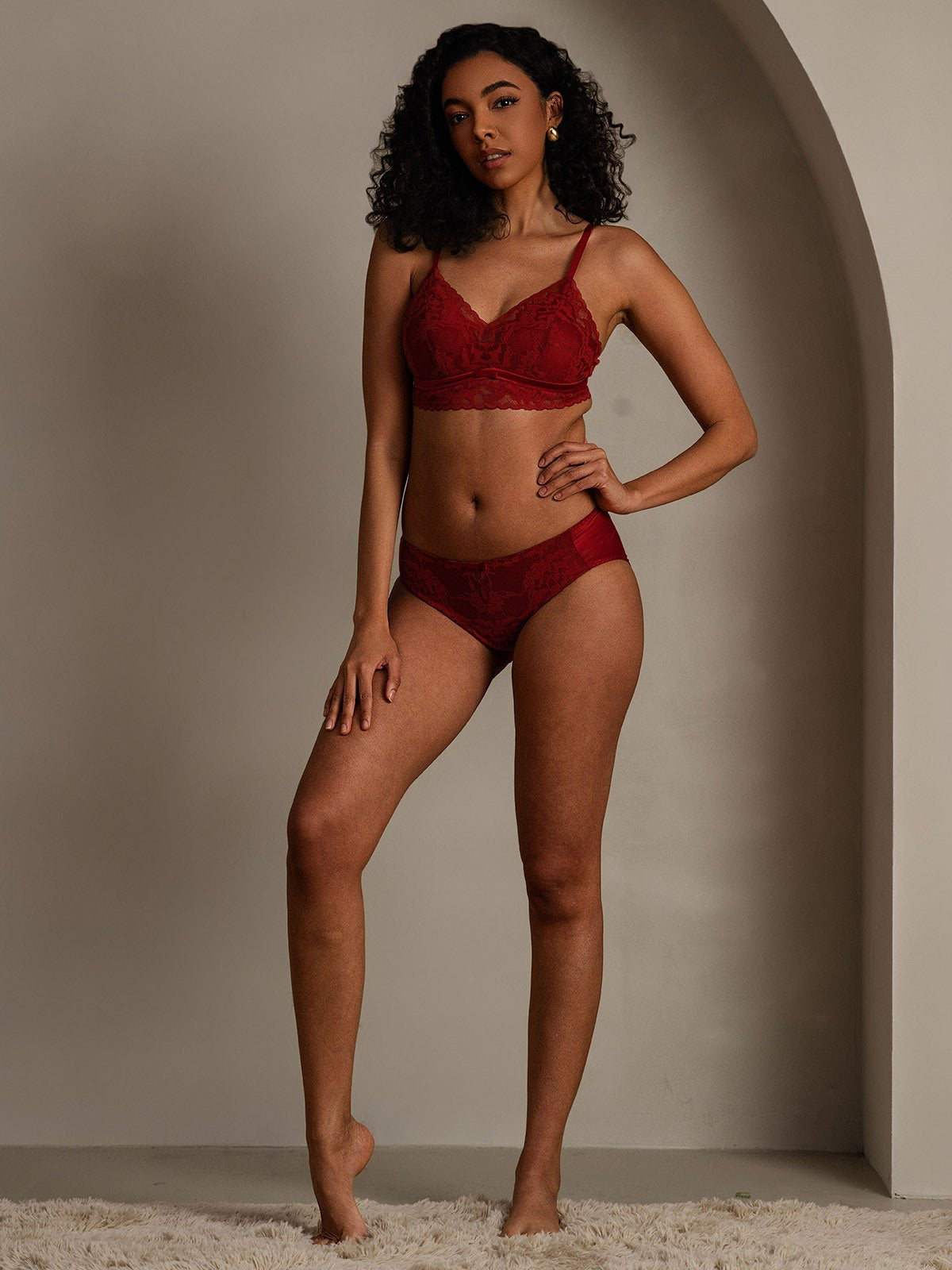 SilkSilky-CA Silk Bra&Panty Set DarkRed 008