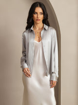 [Light Gray] SilkSilky-CA Long Sleeve Lapel Collar Women's Shirt 007