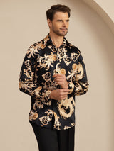 [Black Dragon] SilkSilky-CA Long Sleeve Lapel Collar Men's Shirt 004