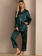 [Emerald Zebra] SilkSilky-CA Long Sleeve Lapel Collar Women's Pajamas 005