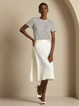 [Ivory] SilkSilky-CA 19Momme Stretch Silk Charmeuse Skirt 005