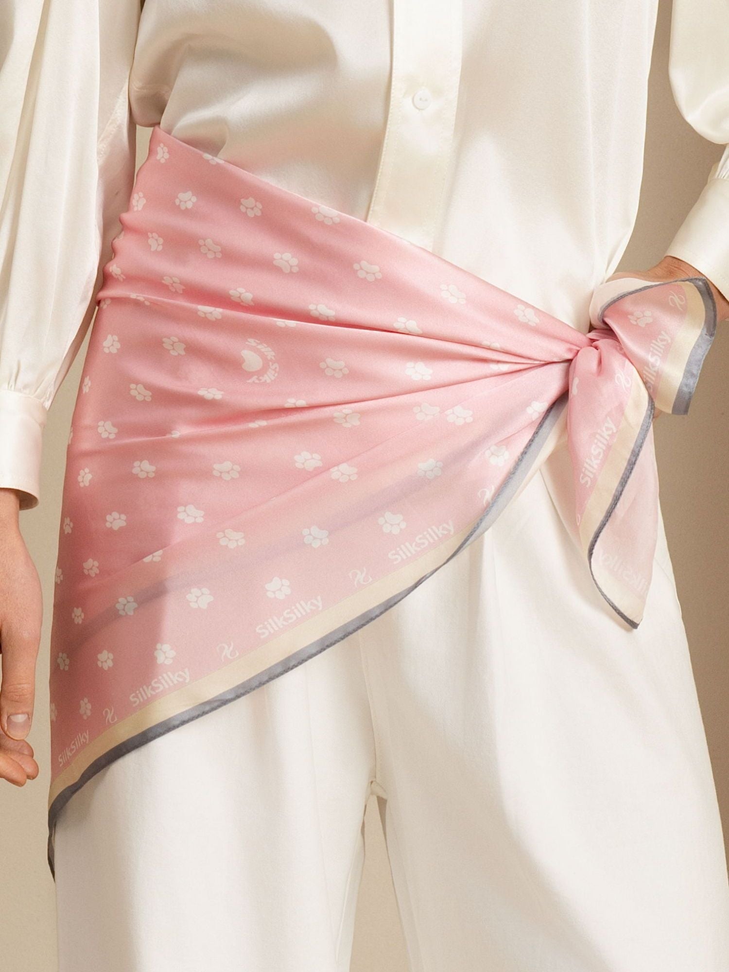 [Pink] SilkSilky-CA Scarf 003