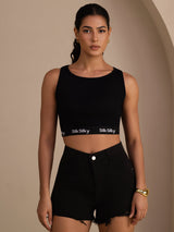 [Black] SilkSilky-CA Sleeveless Crew Neck Camisole 005