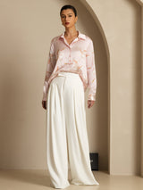[Pink] SilkSilky-CA Long Sleeve Lapel Collar Women's Shirt 007
