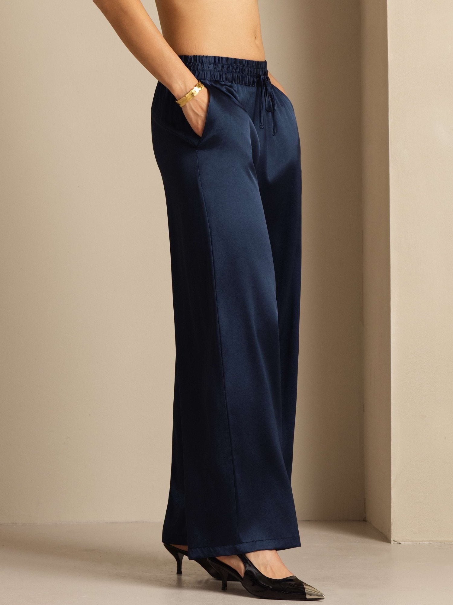 [DarkBlue] SilkSilky-CA 19Momme Silk Womens Pants 005