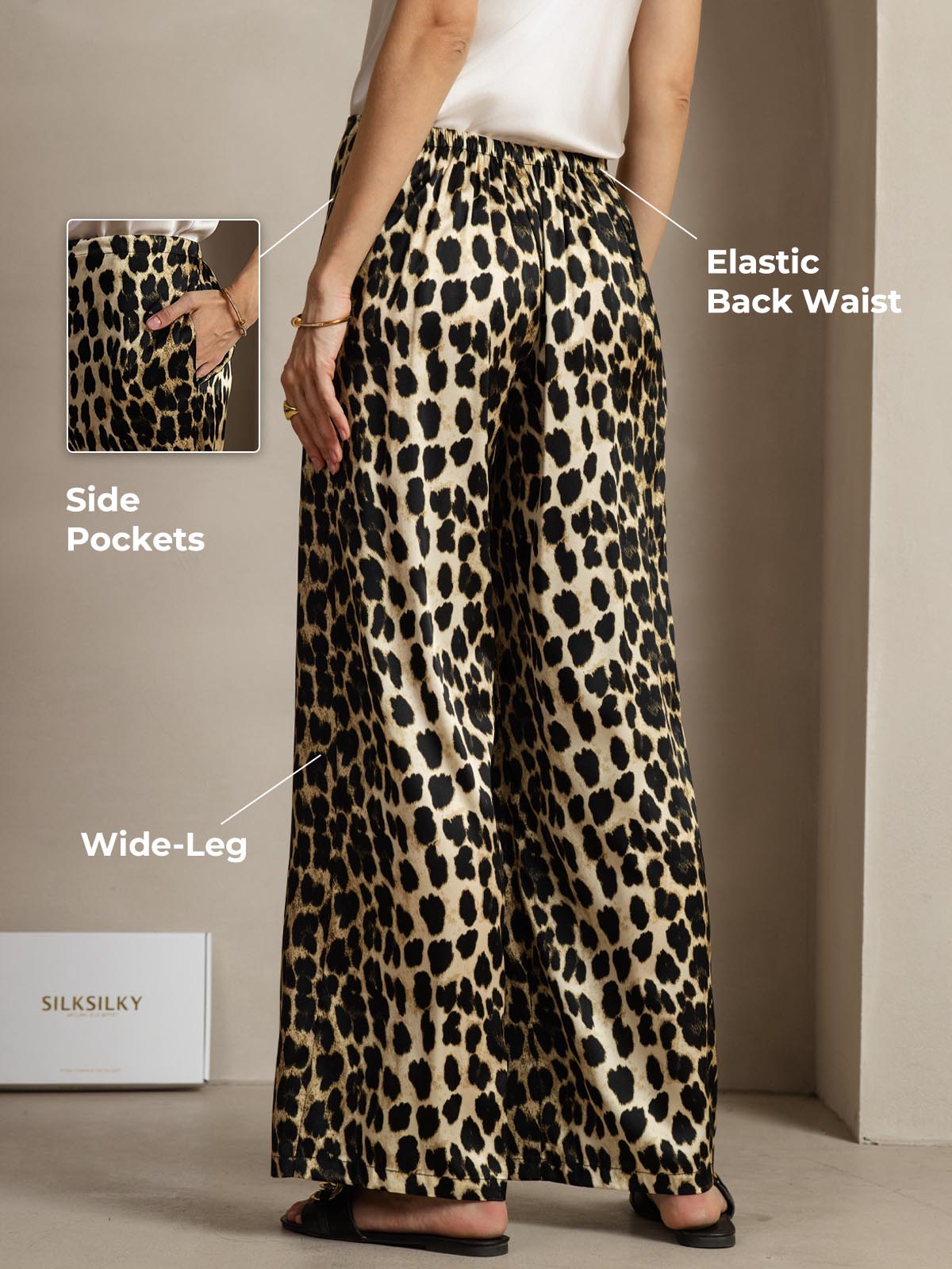 [Leopard] SilkSilky-CA 19Momme Silk Womens Pants 001