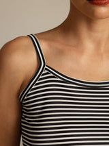 [Black Stripe] SilkSilky-CA Spaghetti Strap Square Neck Camisole 007