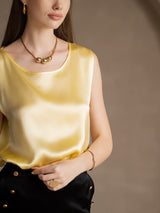 [Light Yellow] SilkSilky-CA Sleeveless Round Neck Camisole 003