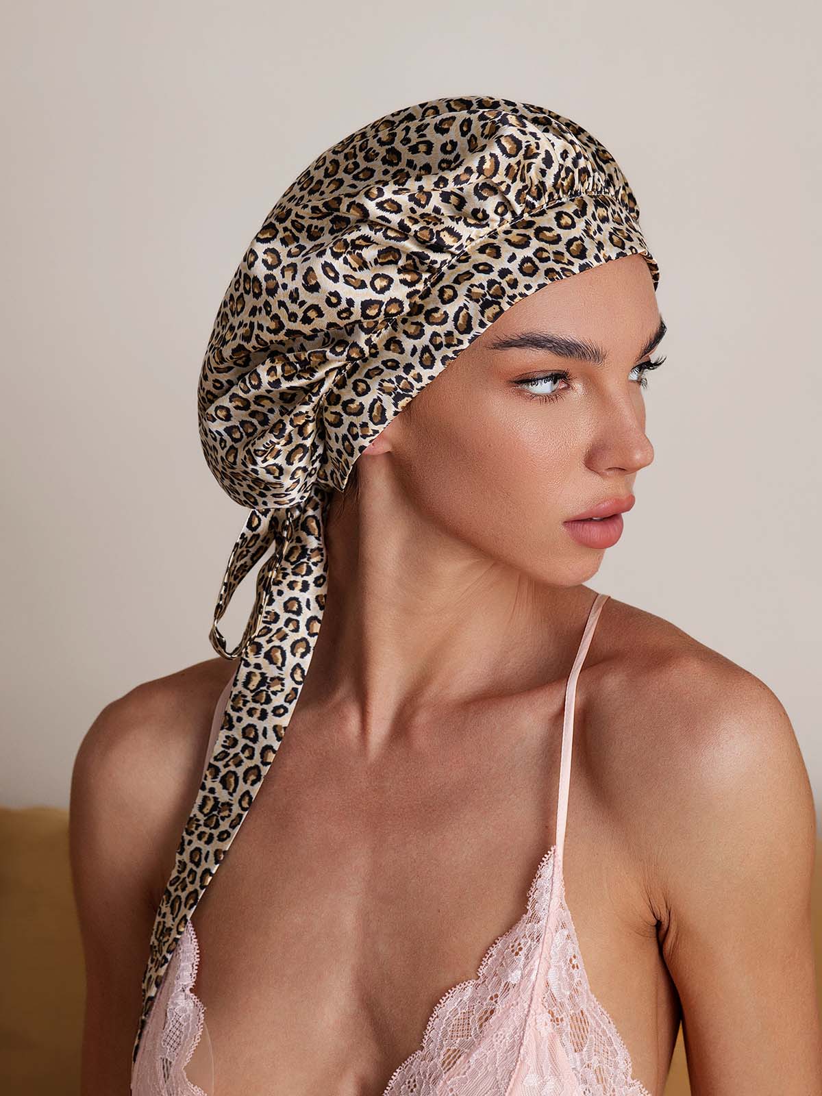 [Leopard] SilkSilky-CA Pure Silk Sleep Cap 004